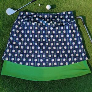 Birdies And Bows Golf Skort Women’s LARGE Athletic Stretch Golf Ball Tee pattern